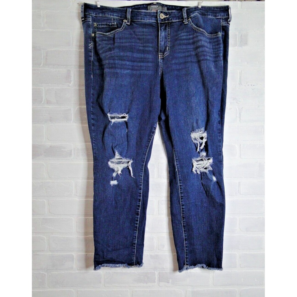 Torrid Distressed Crop Boyfriend Vintage Stretch Jeans Size 20 Dark wash